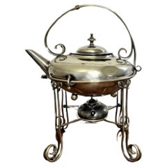 Quality antique Edwardian silver plated spirit kettle