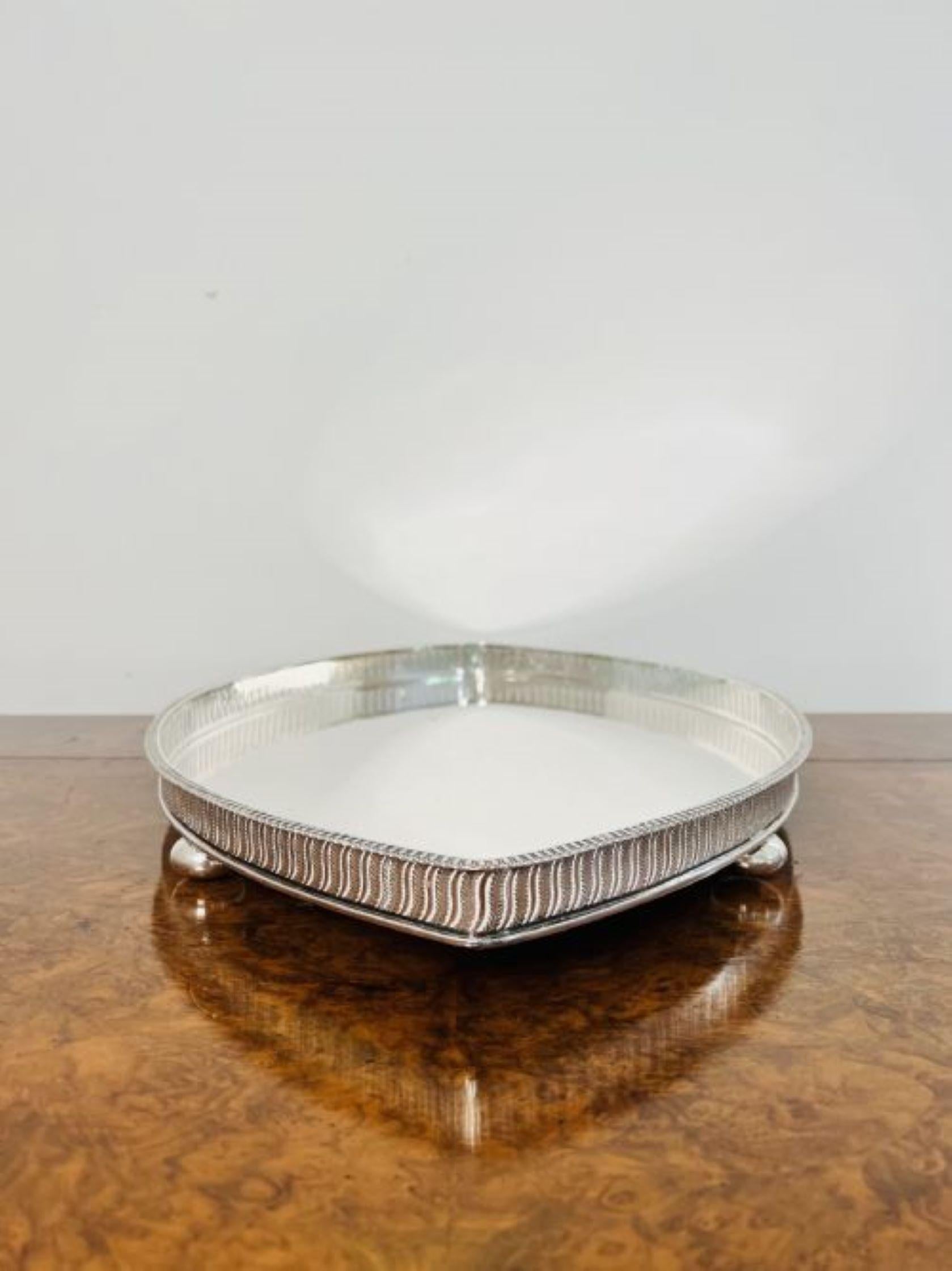 20th Century Quality antique Edwardian silver plated unusual shaped tea tray For Sale