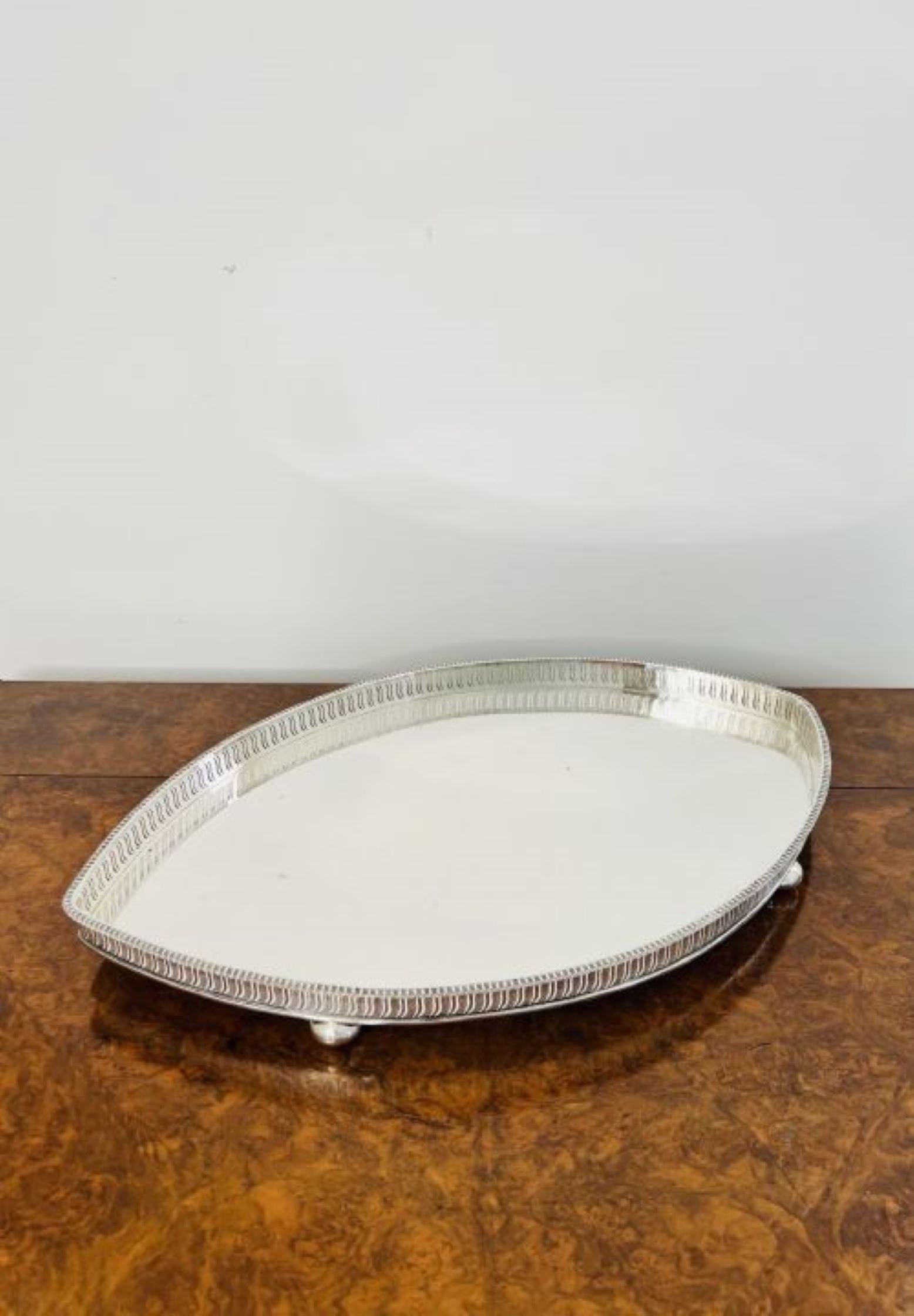 Quality antique Edwardian silver plated unusual shaped tea tray For Sale 1