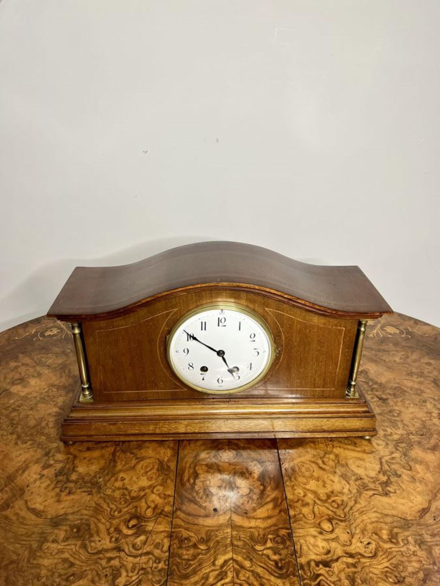 Quality antique Edwardian walnut mantle clock  In Good Condition For Sale In Ipswich, GB