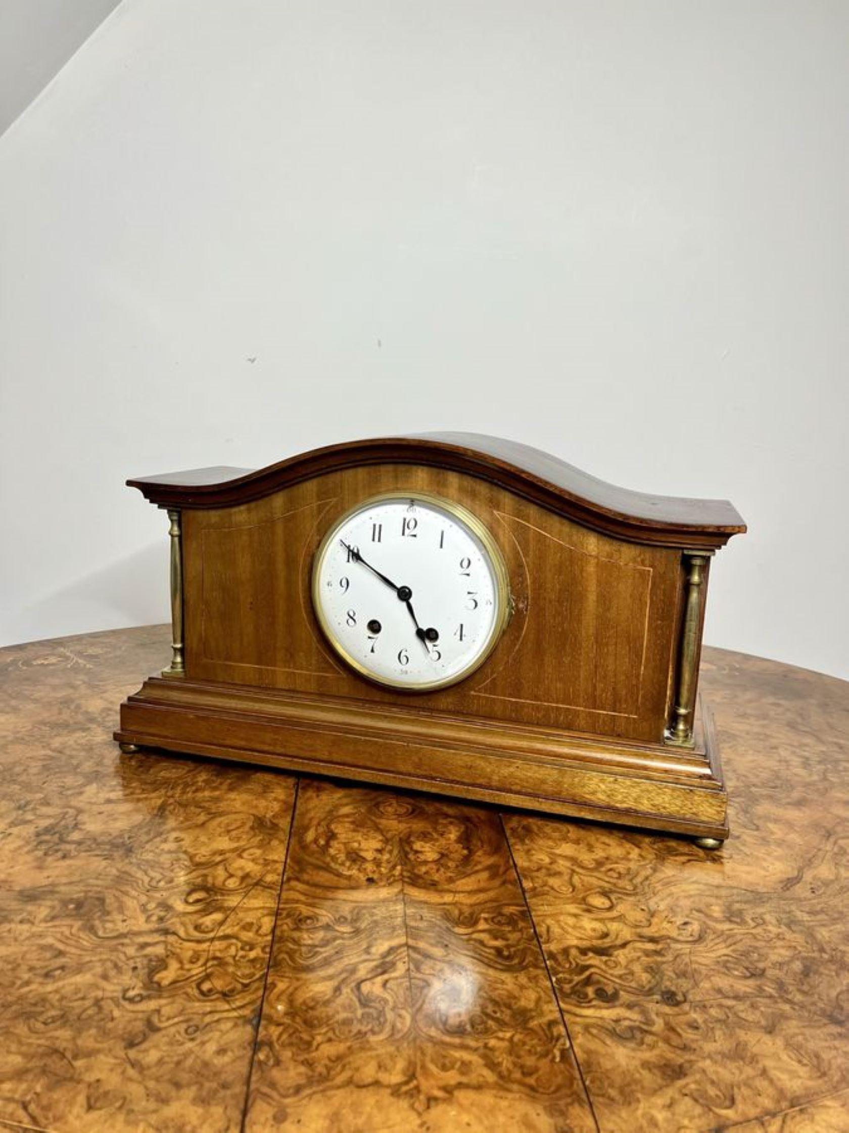 Glass Quality antique Edwardian walnut mantle clock  For Sale