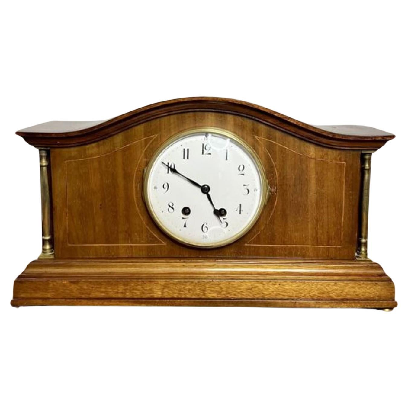 Quality antique Edwardian walnut mantle clock 