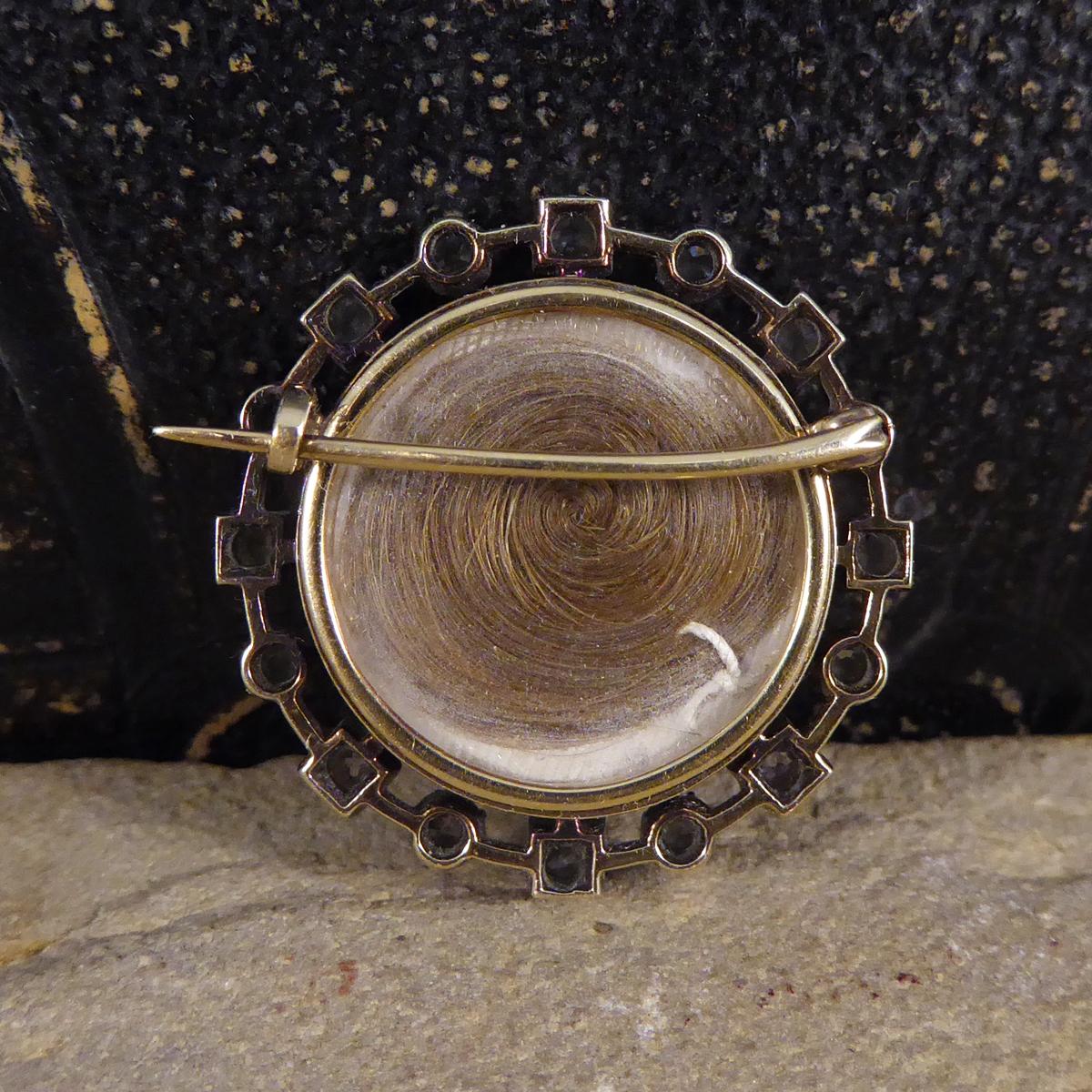 Victorian Quality Antique Enamel Mourning Brooch Mounted in Gold and Silver in Antique Box