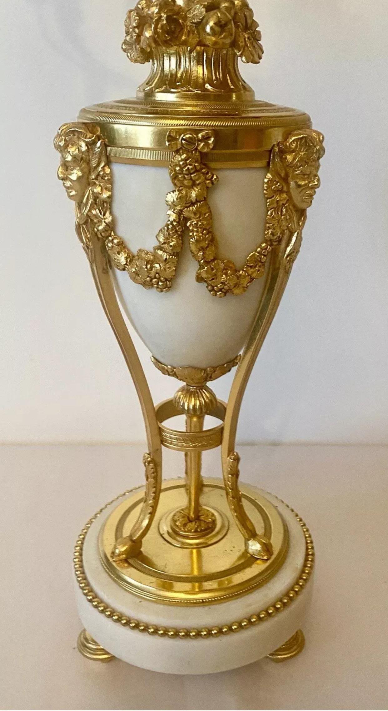 Quality Antique French Ormolu. Marble Lyre Clock Set Garniture by Vincenti & Cie For Sale 2