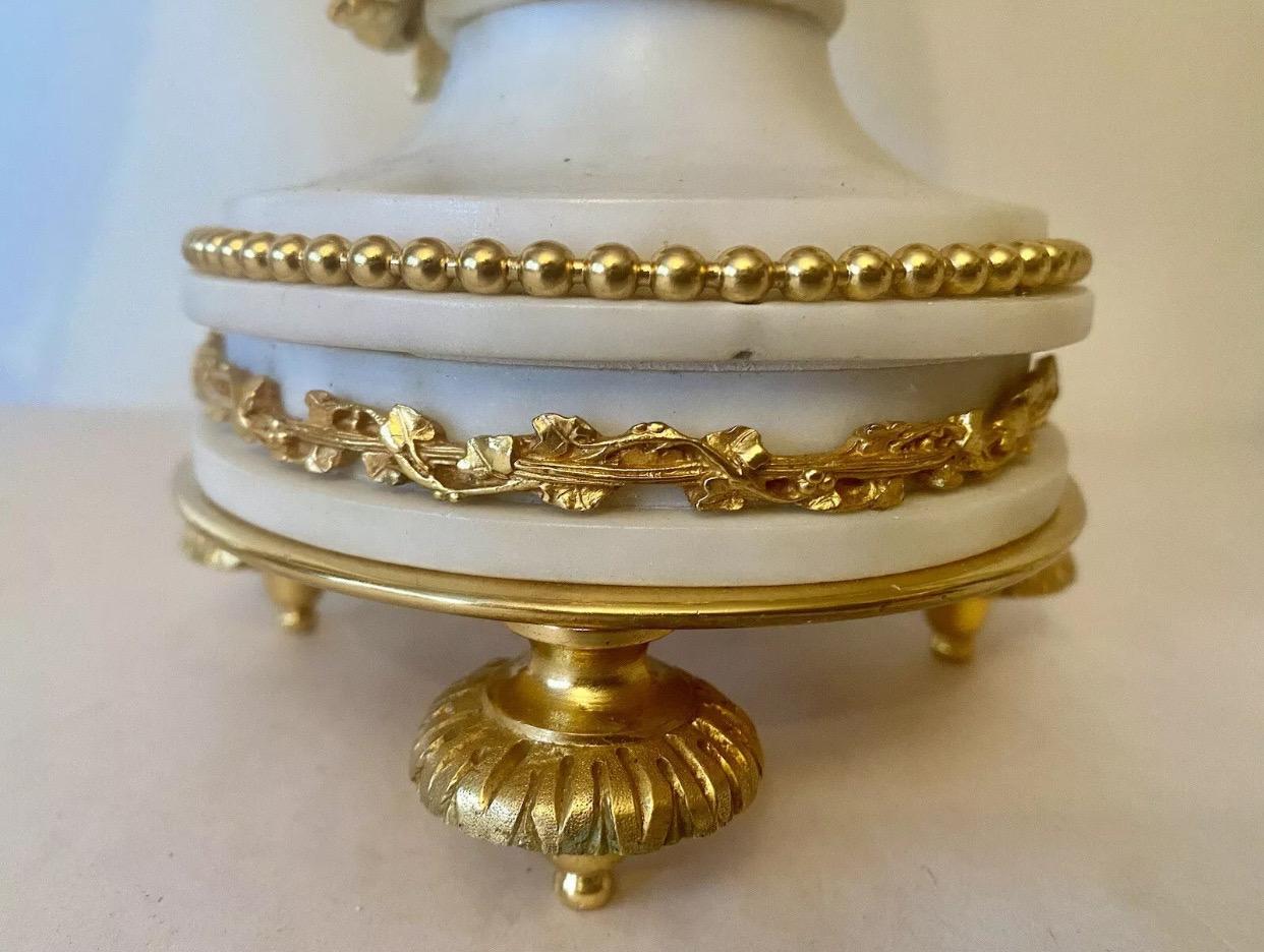 Quality Antique French Ormolu. Marble Lyre Clock Set Garniture by Vincenti & Cie For Sale 4