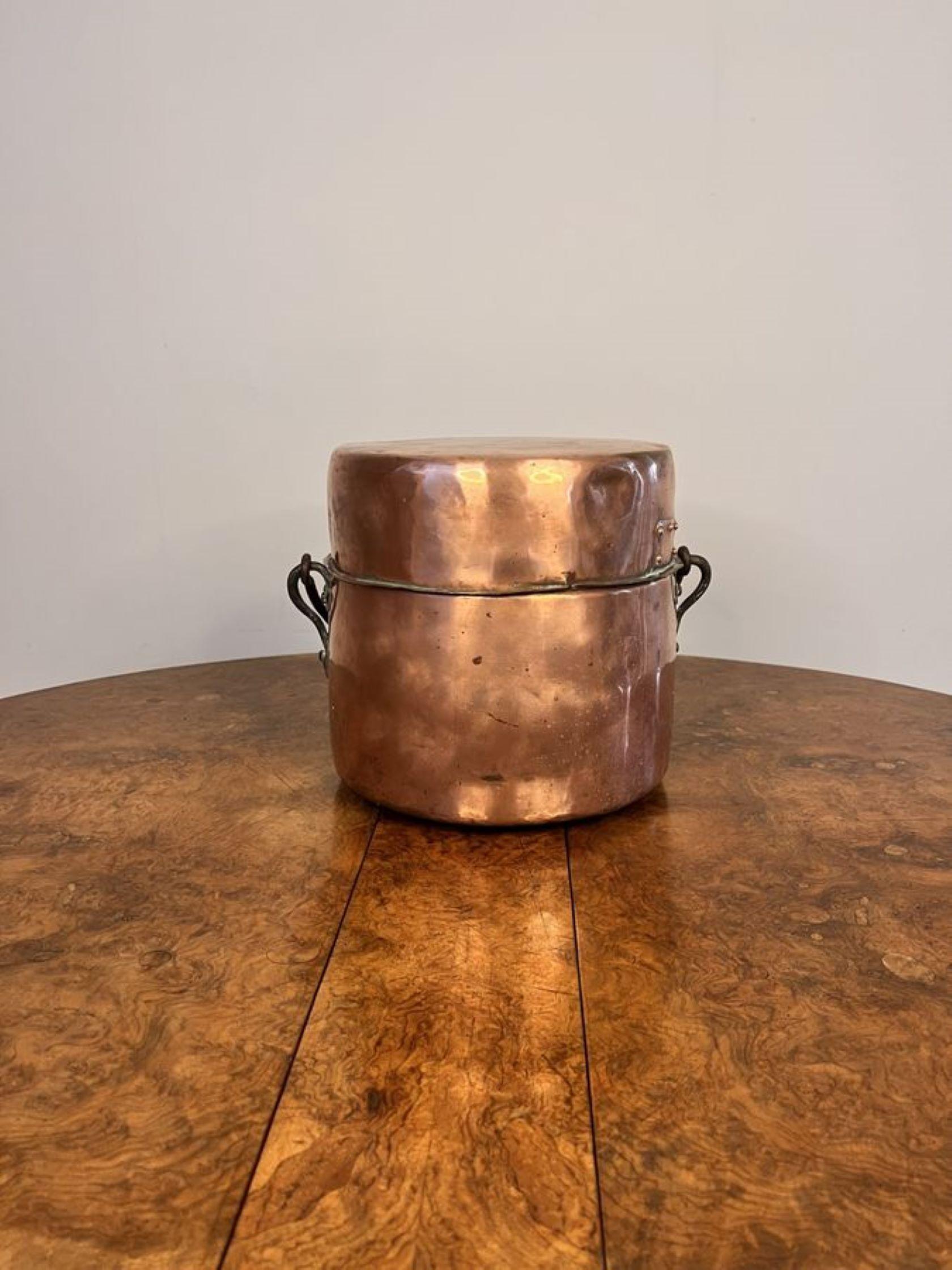 Copper Quality antique George III copper cooking pot  For Sale