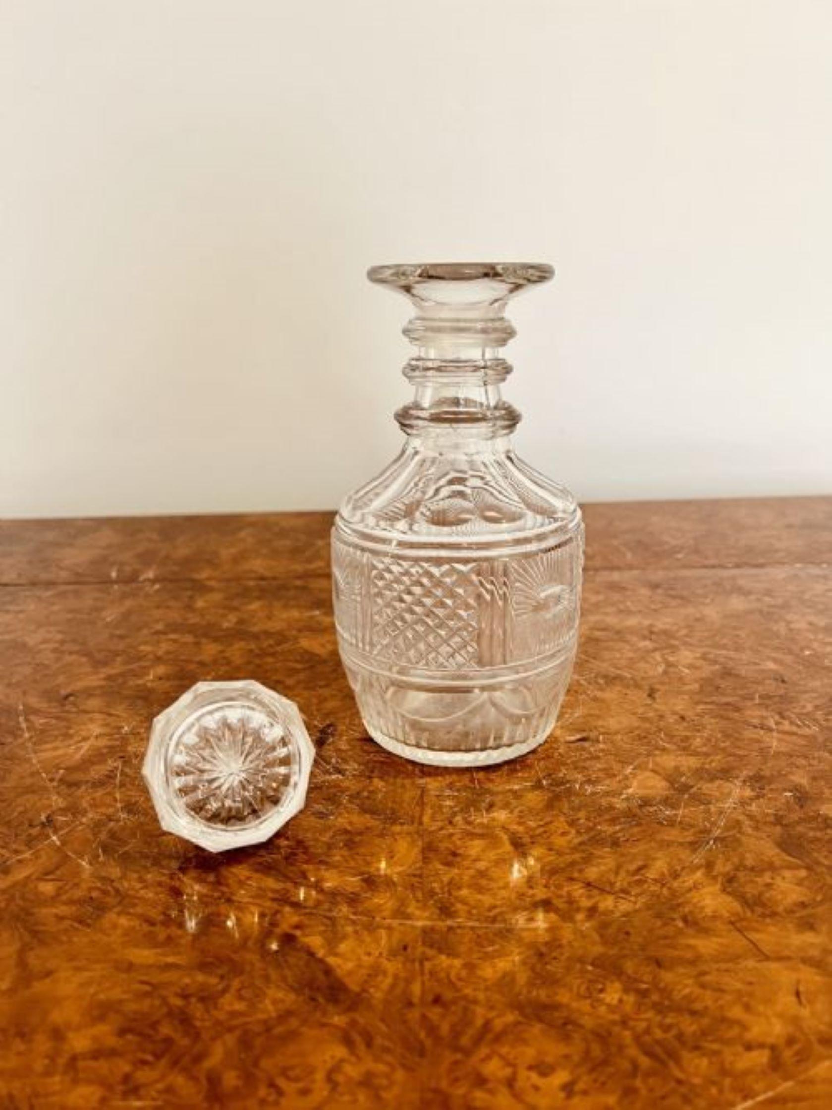 19th Century Quality antique George III cut glass decanter For Sale