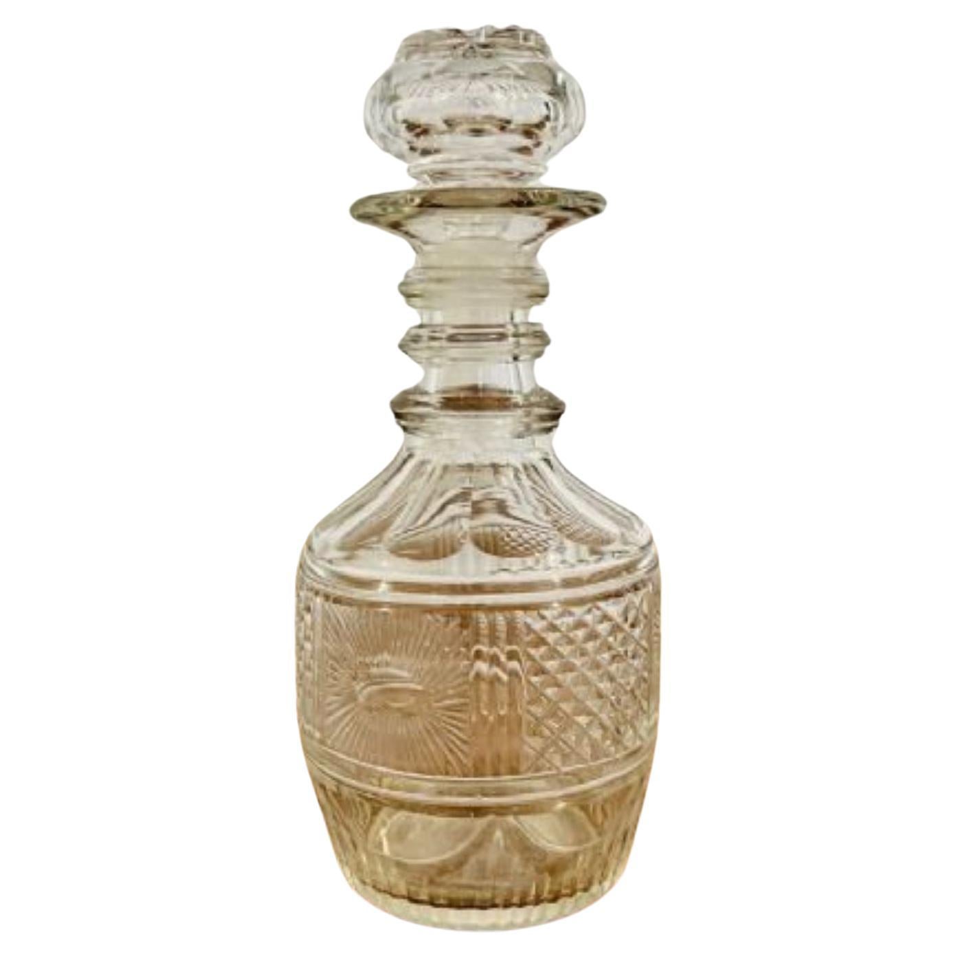 Quality antique George III cut glass decanter For Sale