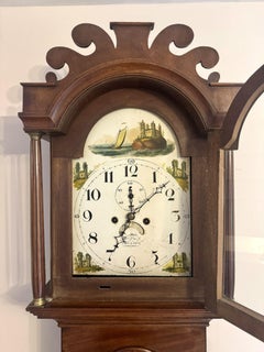 Quality antique George III mahogany arch dial long case clock