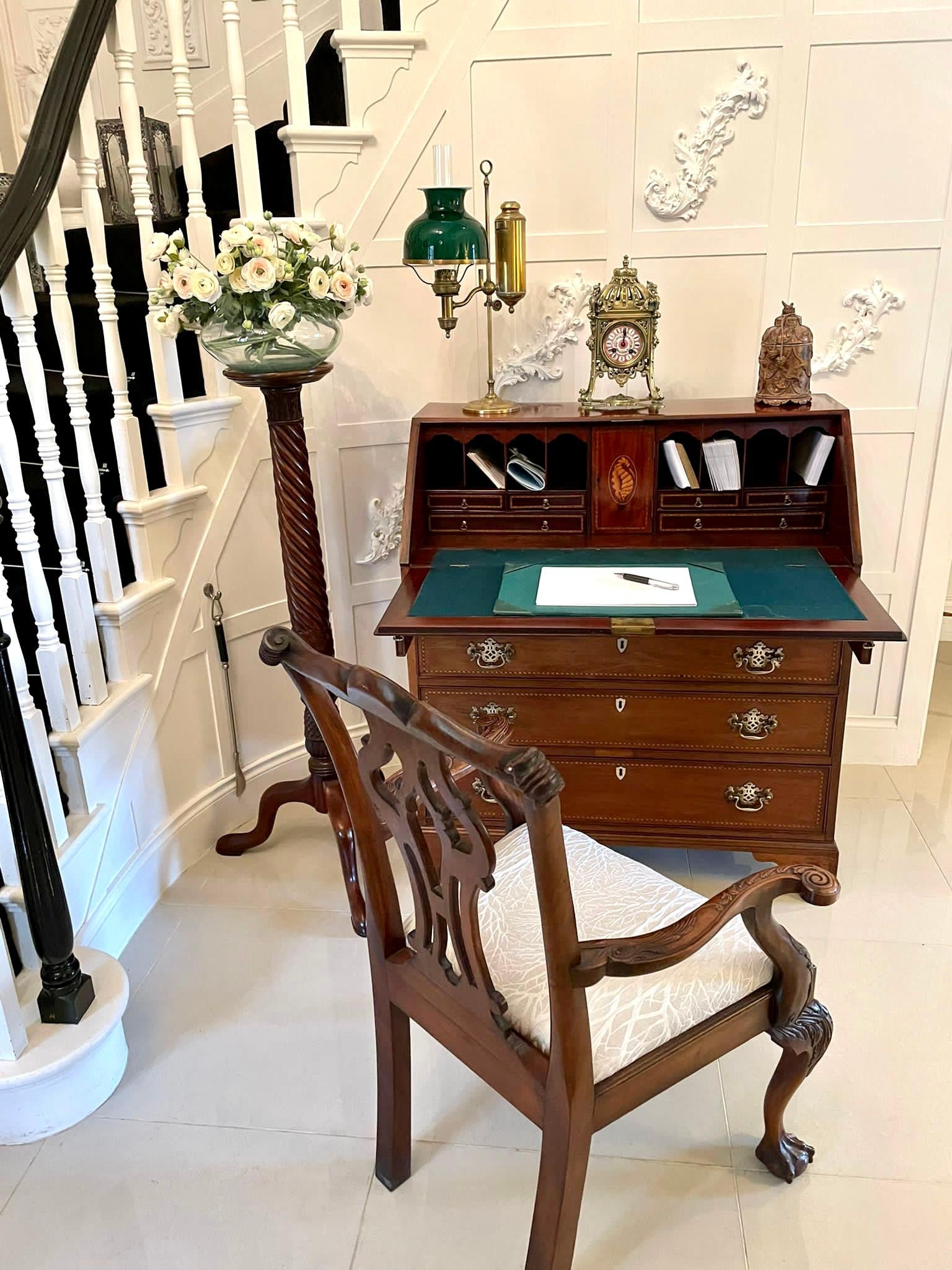 Quality Antique George III Mahogany Inlaid Bureau 12