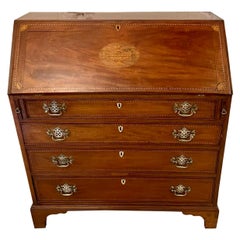 Quality Antique George III Mahogany Inlaid Bureau