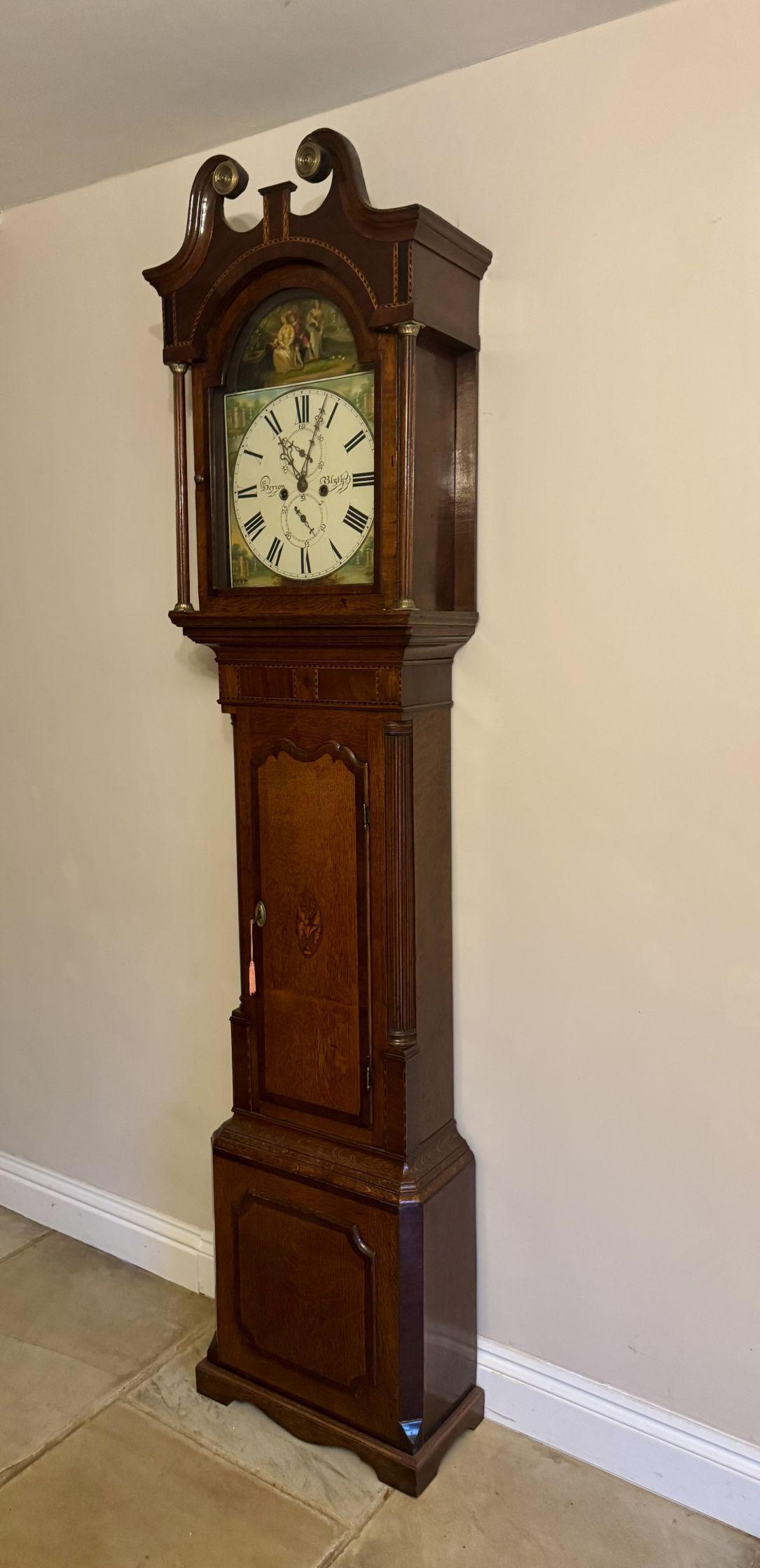 Hochwertige antike Standuhr aus Eiche und Mahagoni von George III. im Angebot 1