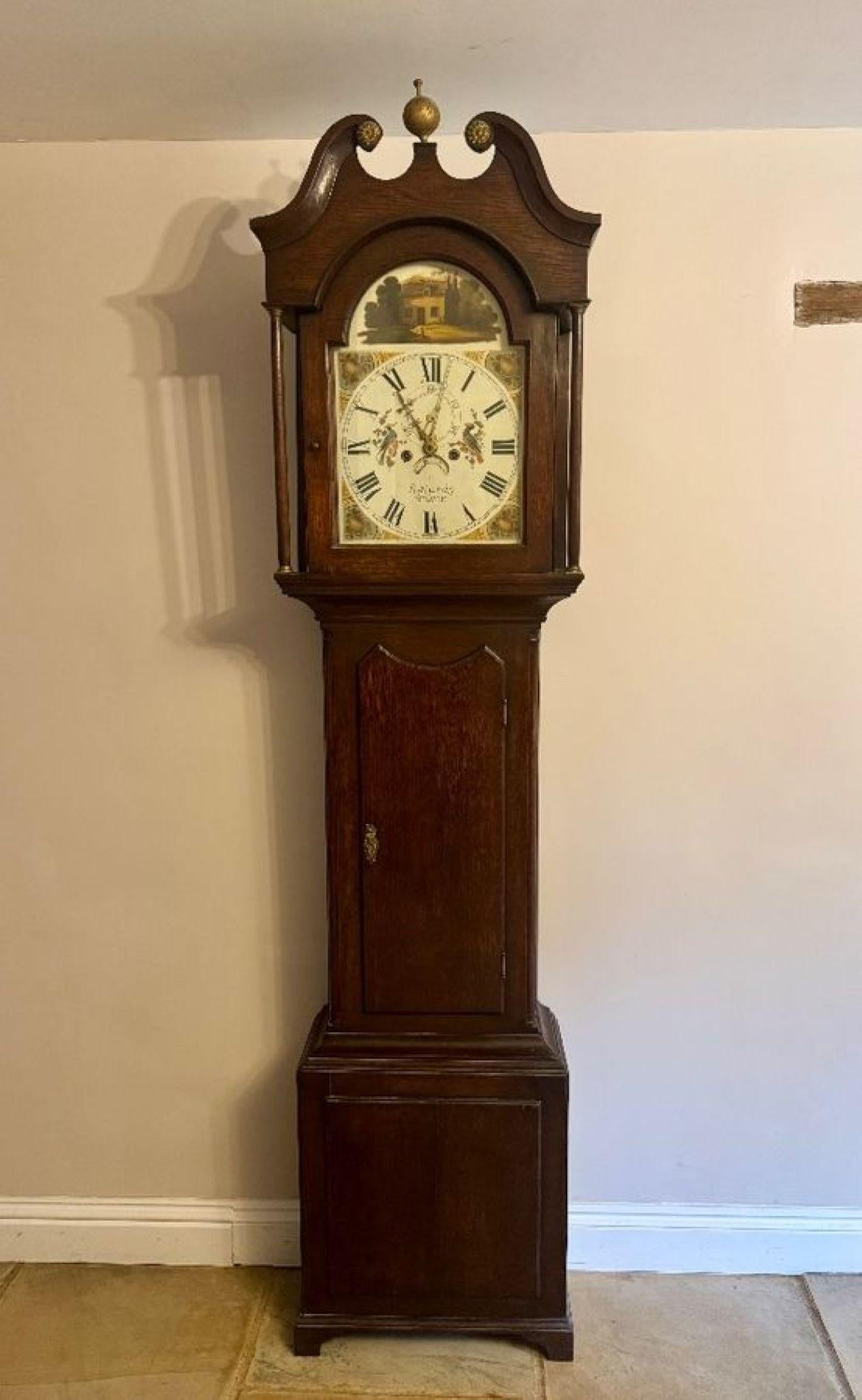 Orologio antico di qualità a cassa lunga in Oak di Giorgio III In condizioni buone in vendita a Ipswich, GB