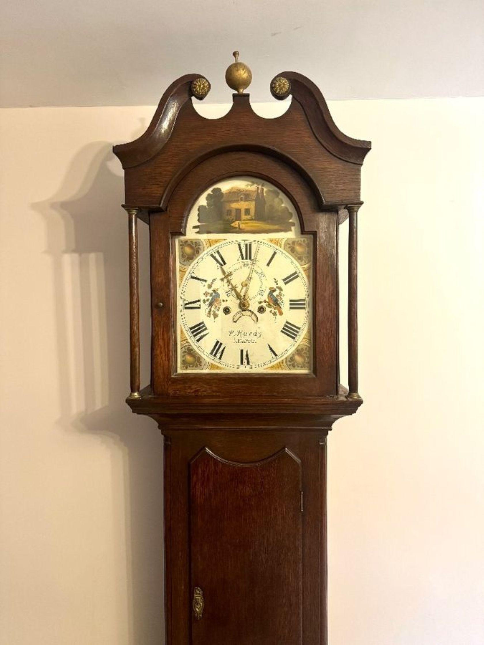 XIX secolo Orologio antico di qualità a cassa lunga in Oak di Giorgio III in vendita