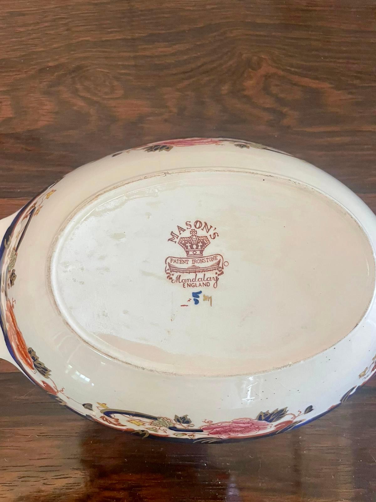 20th Century Quality Antique Hand Painted Masons Ironstone Bowl For Sale