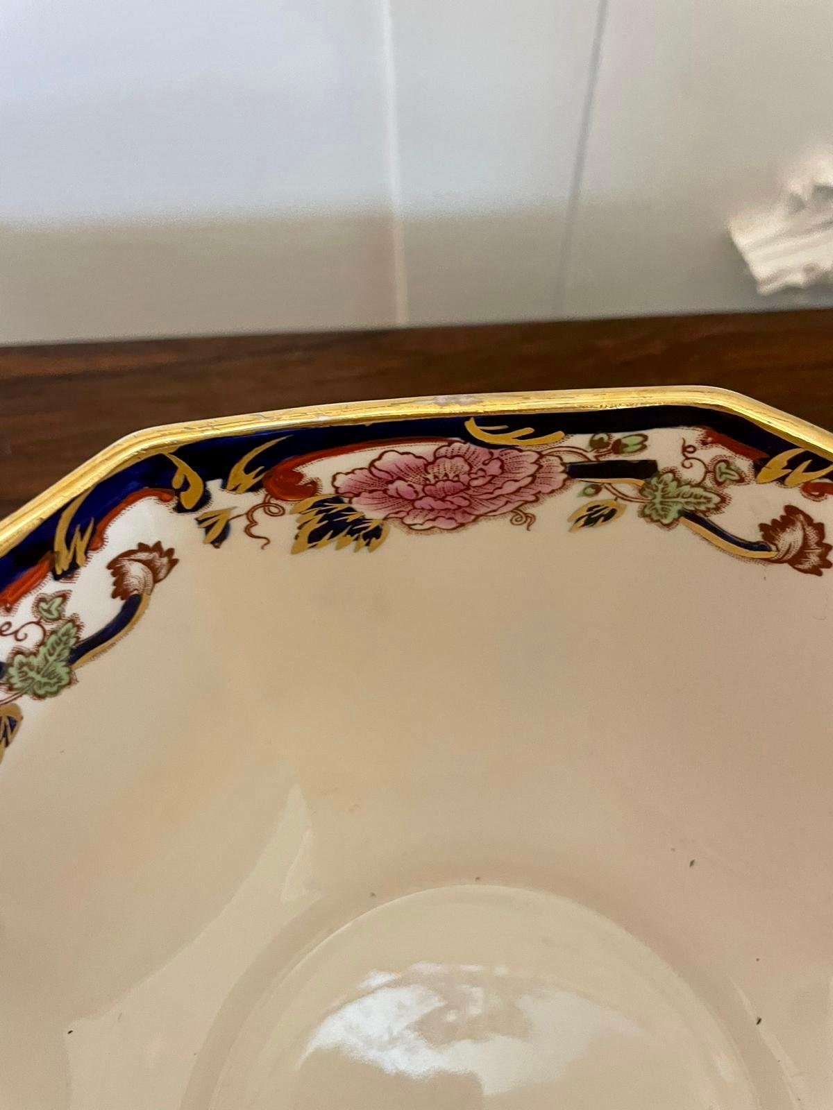 Quality Antique Hand Painted Masons Ironstone Small Jug and Bowl For Sale 4