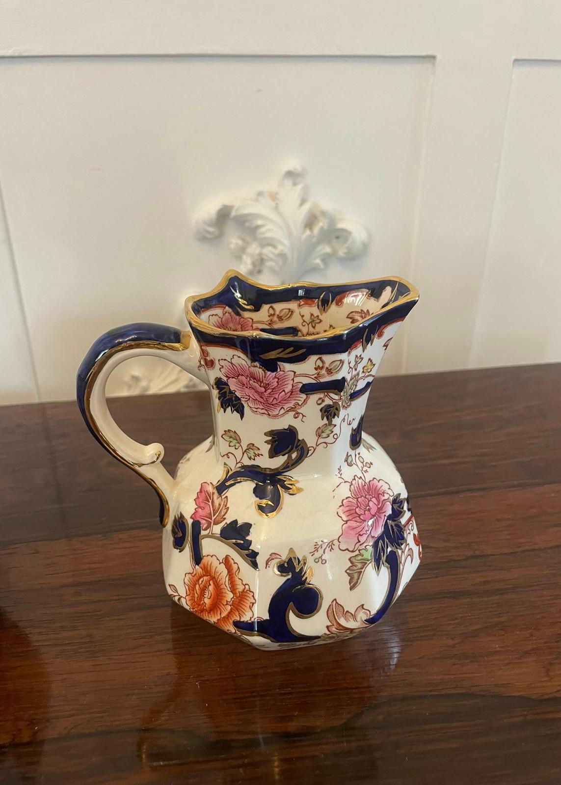 Quality Antique Hand Painted Masons Ironstone Small Jug and Bowl For Sale 7