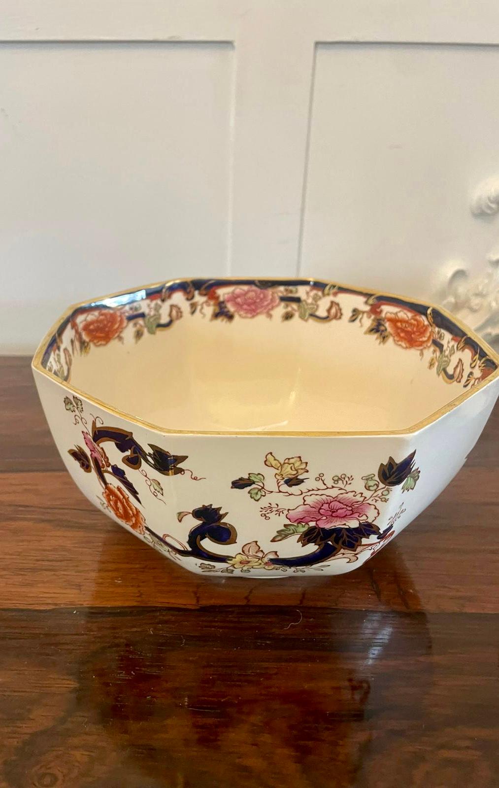 Quality Antique Hand Painted Masons Ironstone Small Jug and Bowl For Sale 9