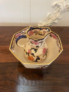 Quality Antique Hand Painted Masons Ironstone Small Jug and Bowl