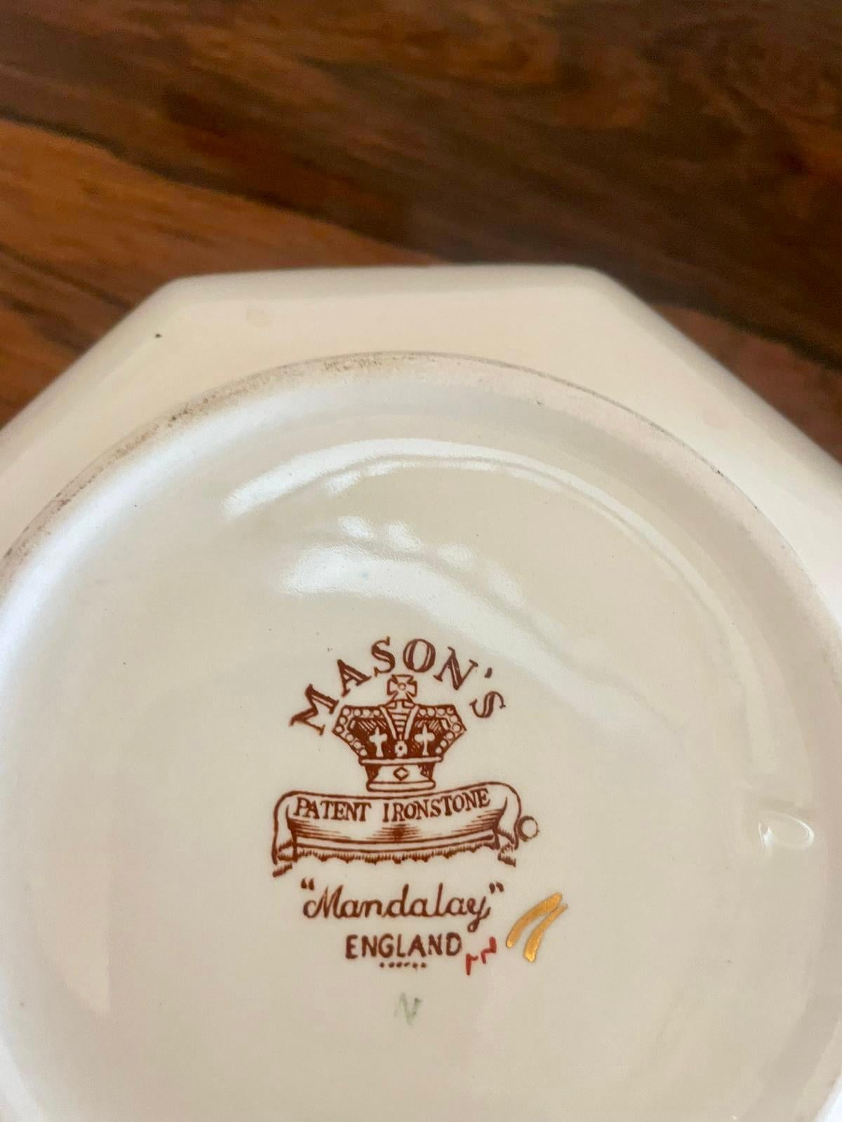 Quality Antique Hand Painted Masons Ironstone Small Jug and Bowl For Sale 2