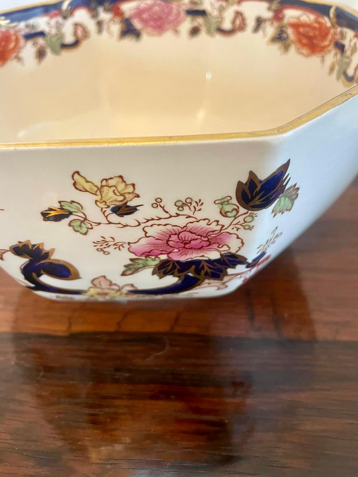 Quality Antique Hand Painted Masons Ironstone Small Jug and Bowl For Sale 3