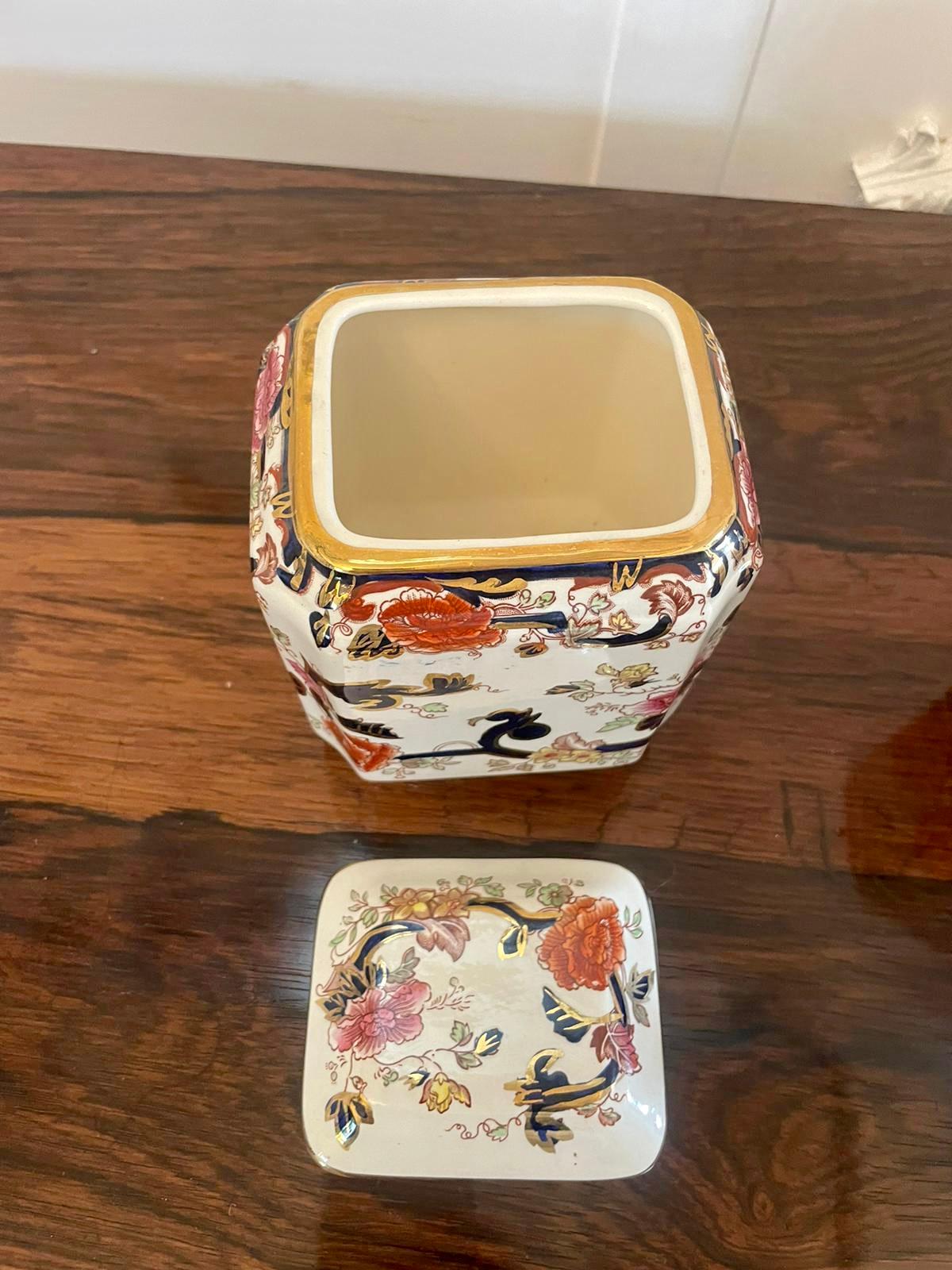 Quality Antique Hand Painted Masons Ironstone Tea Caddies For Sale 7