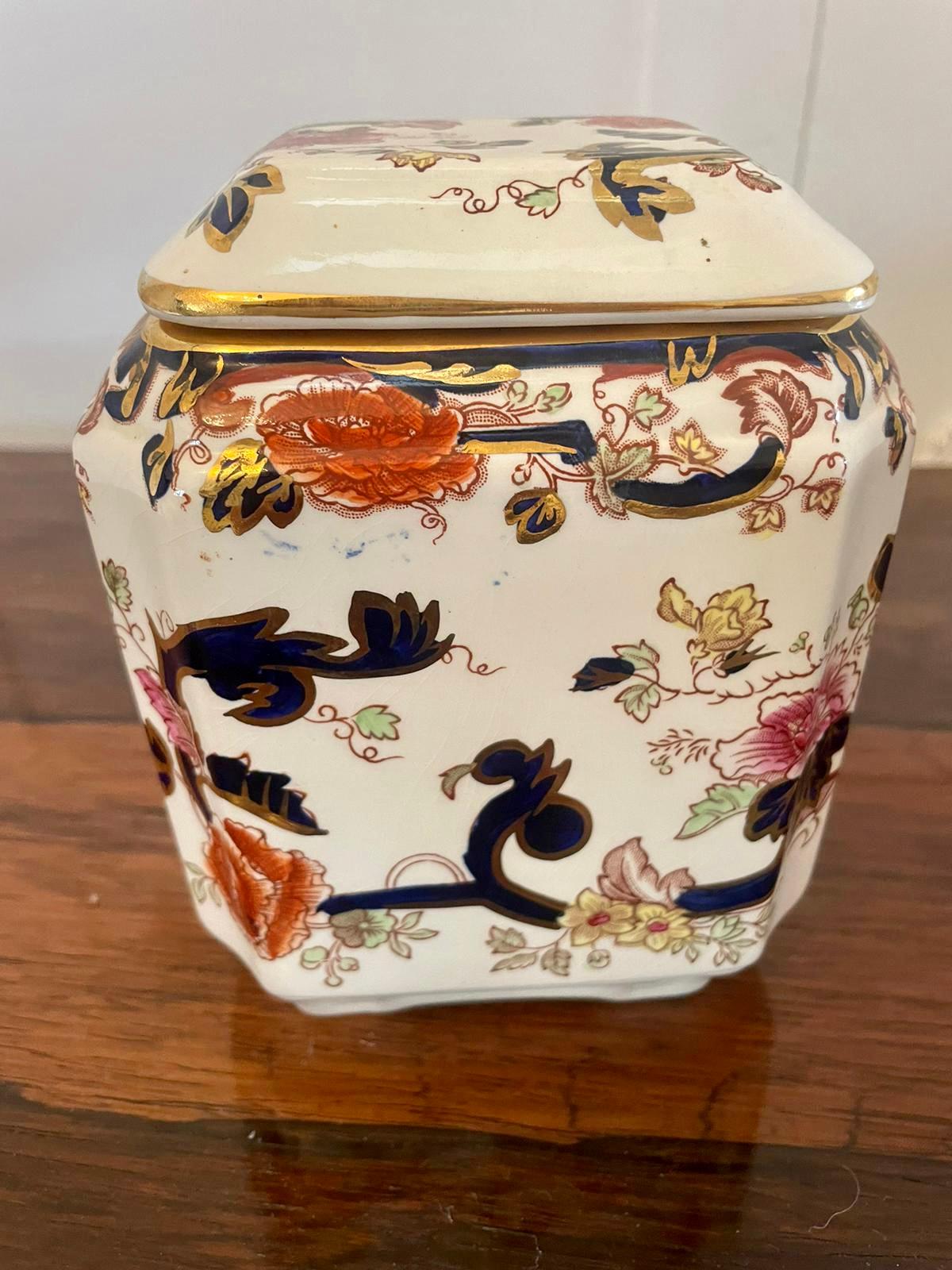 Quality Antique Hand Painted Masons Ironstone Tea Caddies For Sale 3