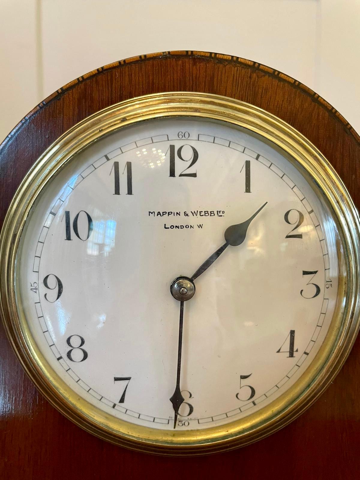Quality Antique Inlaid Mahogany Eight Day Desktop Clock by R Stewart of Glasgow In Good Condition In Suffolk, GB