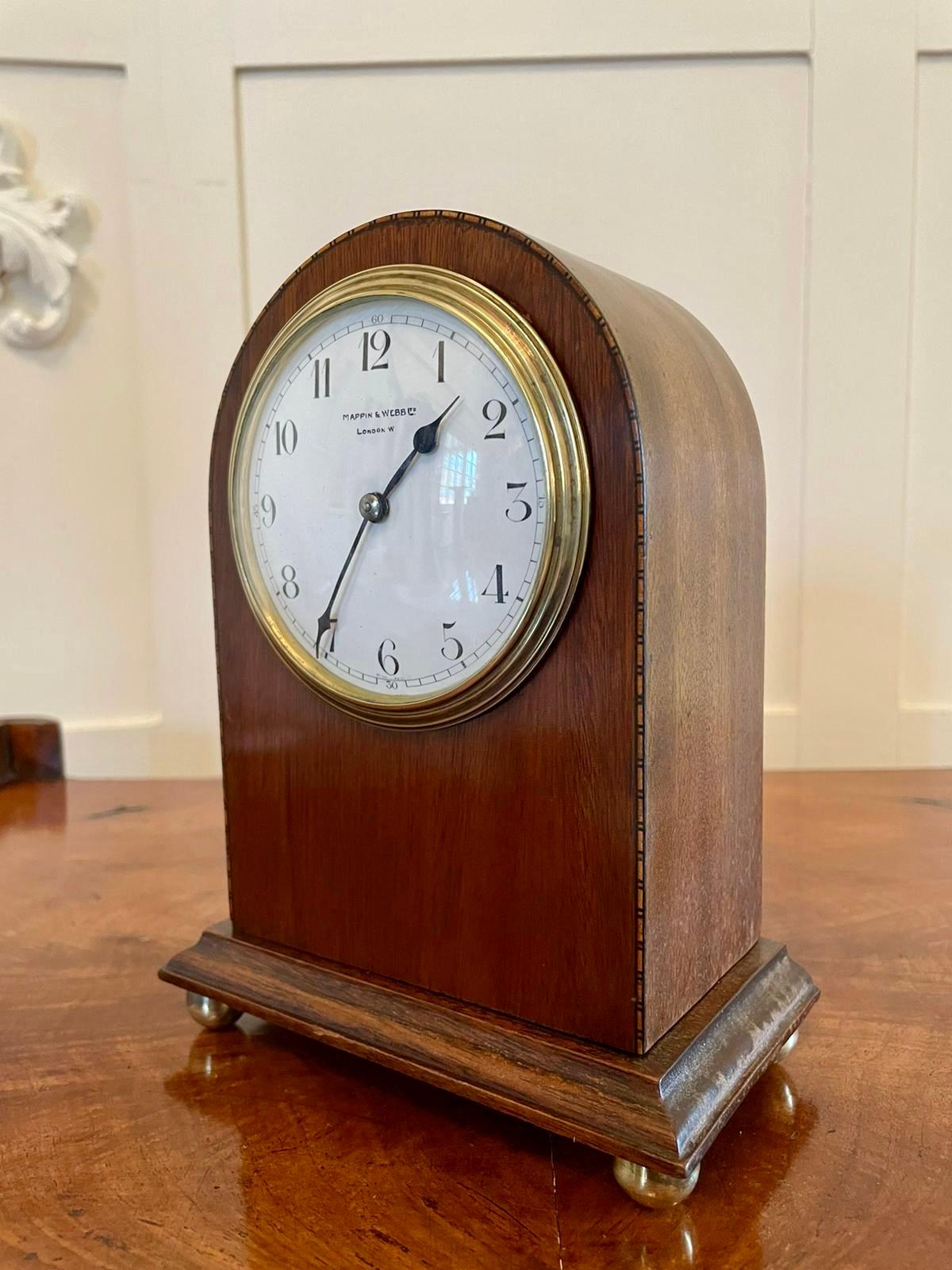 Early 20th Century Quality Antique Inlaid Mahogany Eight Day Desktop Clock by R Stewart of Glasgow