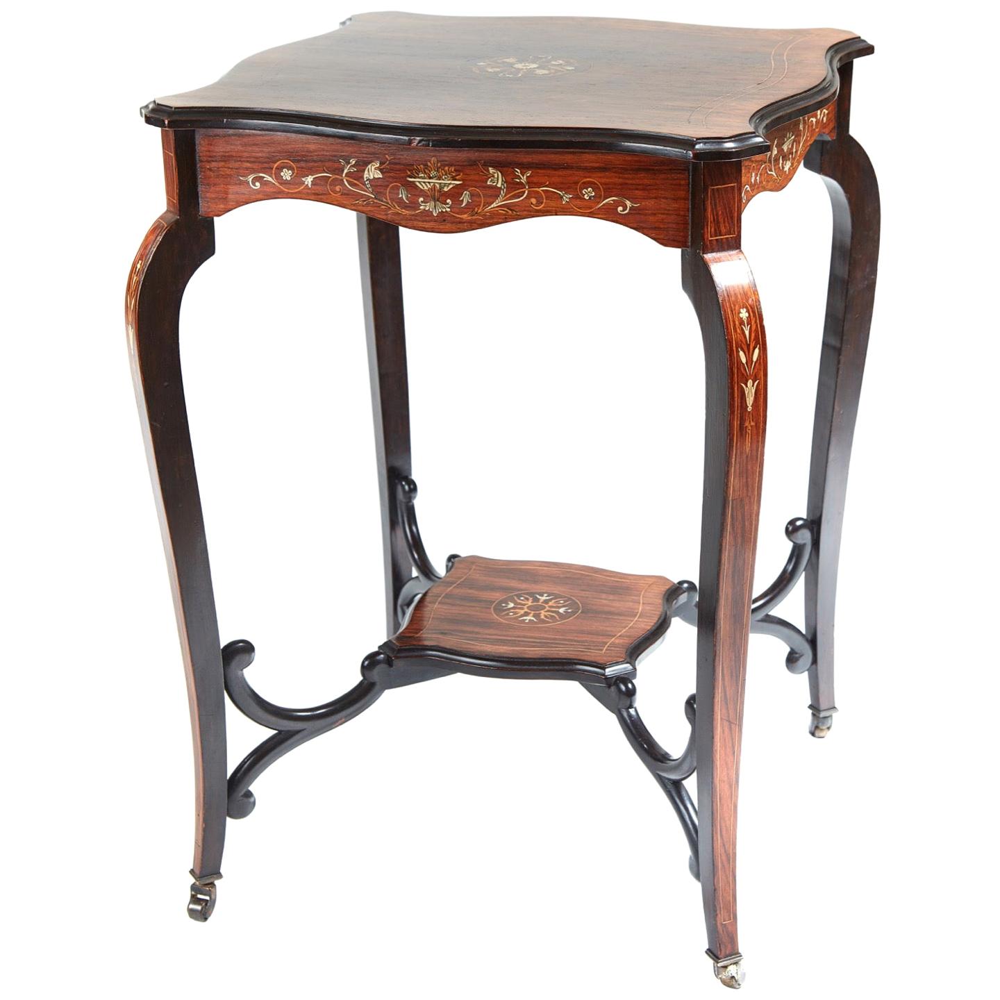 Quality Antique Inlaid Rosewood Occasional Table