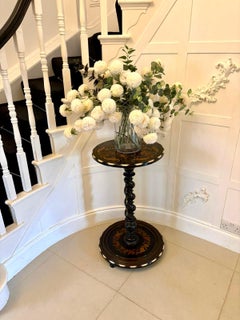 Quality Antique Italian Ebonised and Marquetry Pedestal Occasional Centre Table