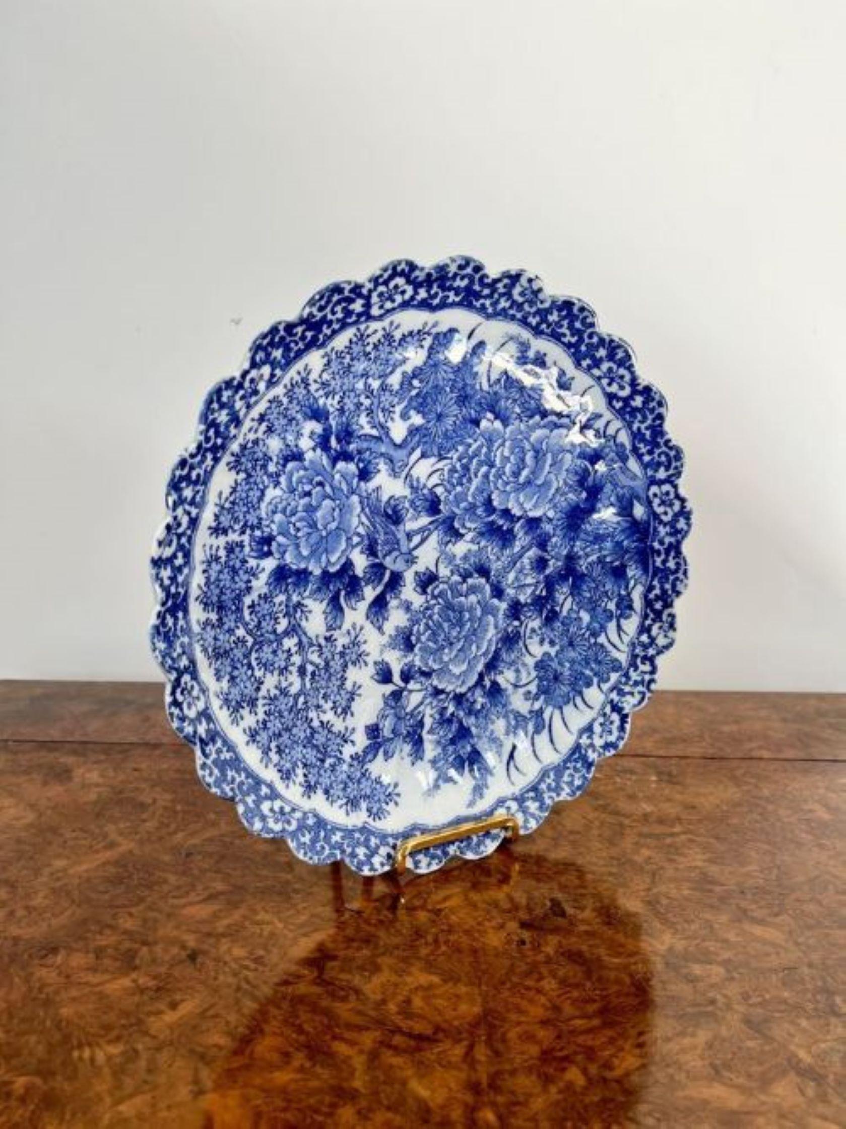 20th Century Quality antique Japanese blue and white imari scalloped edge plate  For Sale
