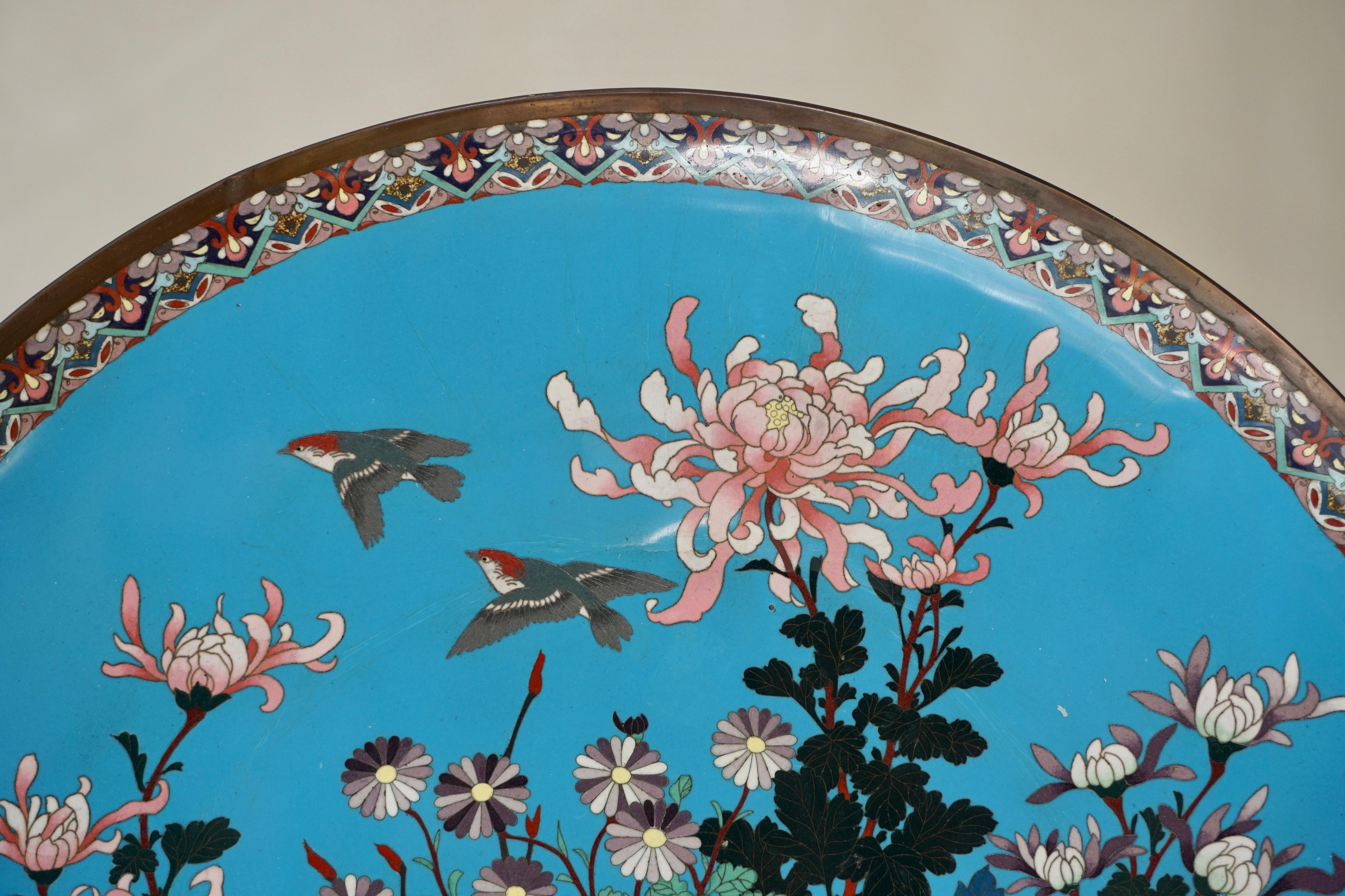 Hollywood Regency Quality Antique Japanese Cloisonné Plate or Wall Art Decoration