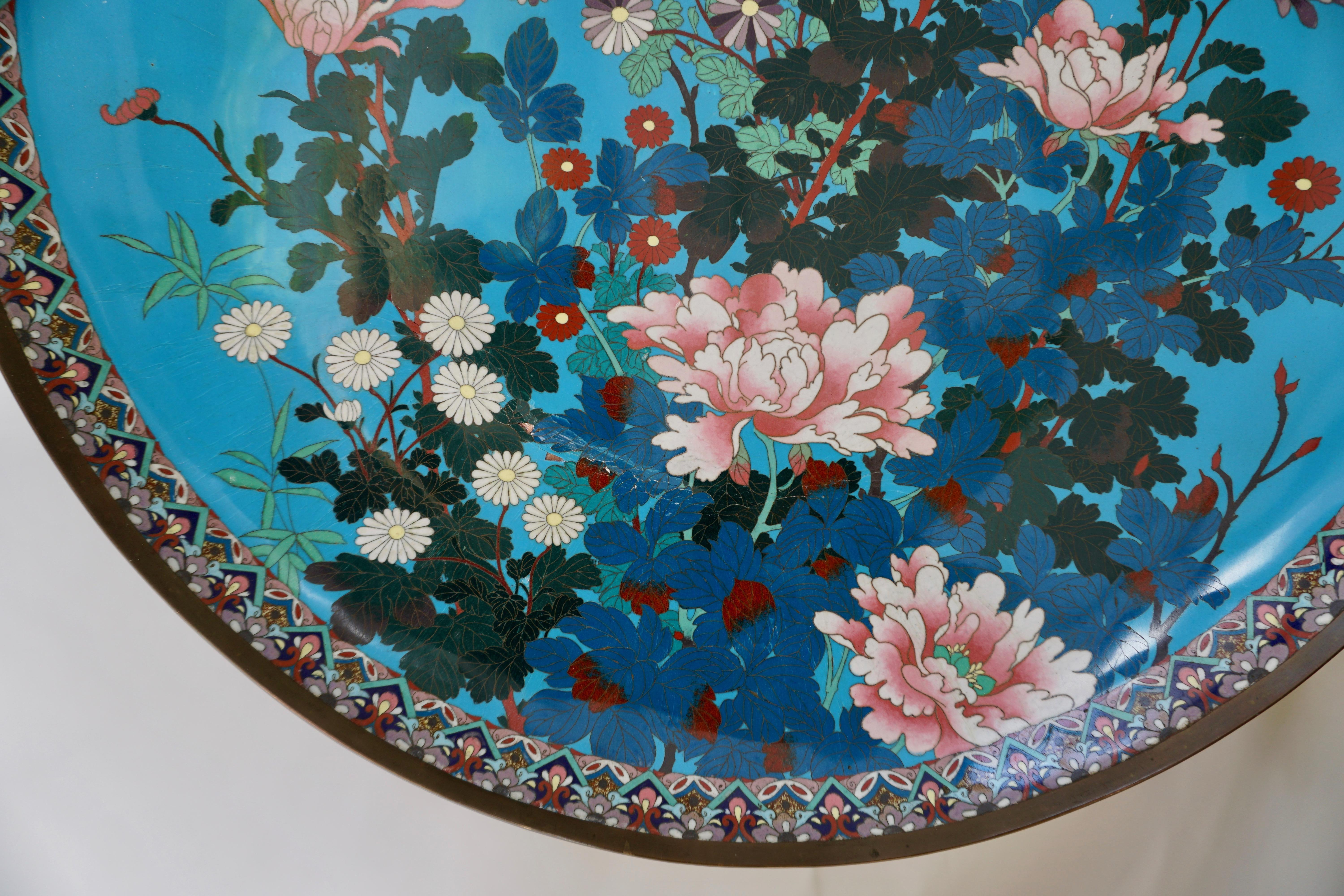 Cloissoné Quality Antique Japanese Cloisonné Plate or Wall Art Decoration