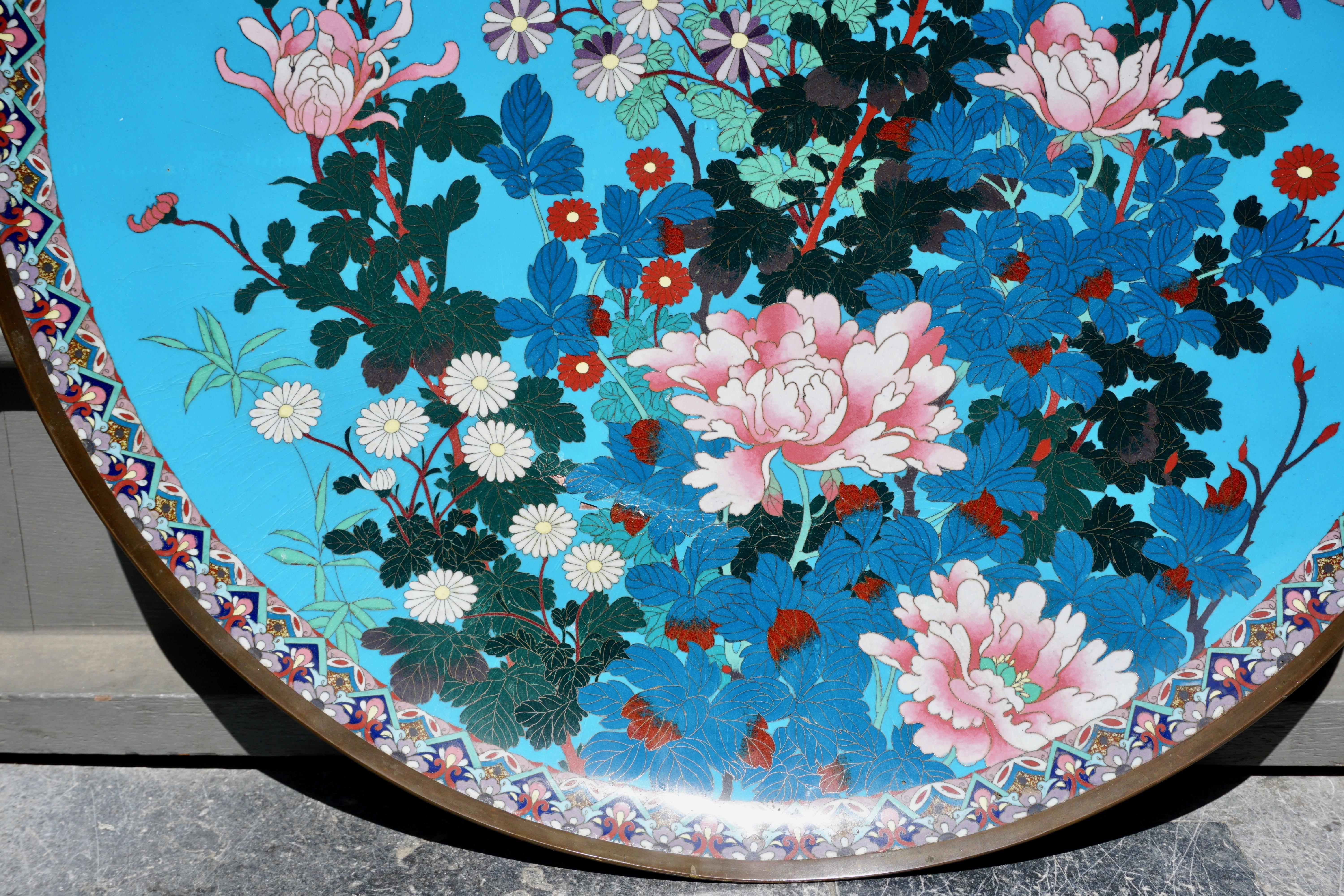 20th Century Quality Antique Japanese Cloisonné Plate or Wall Art Decoration