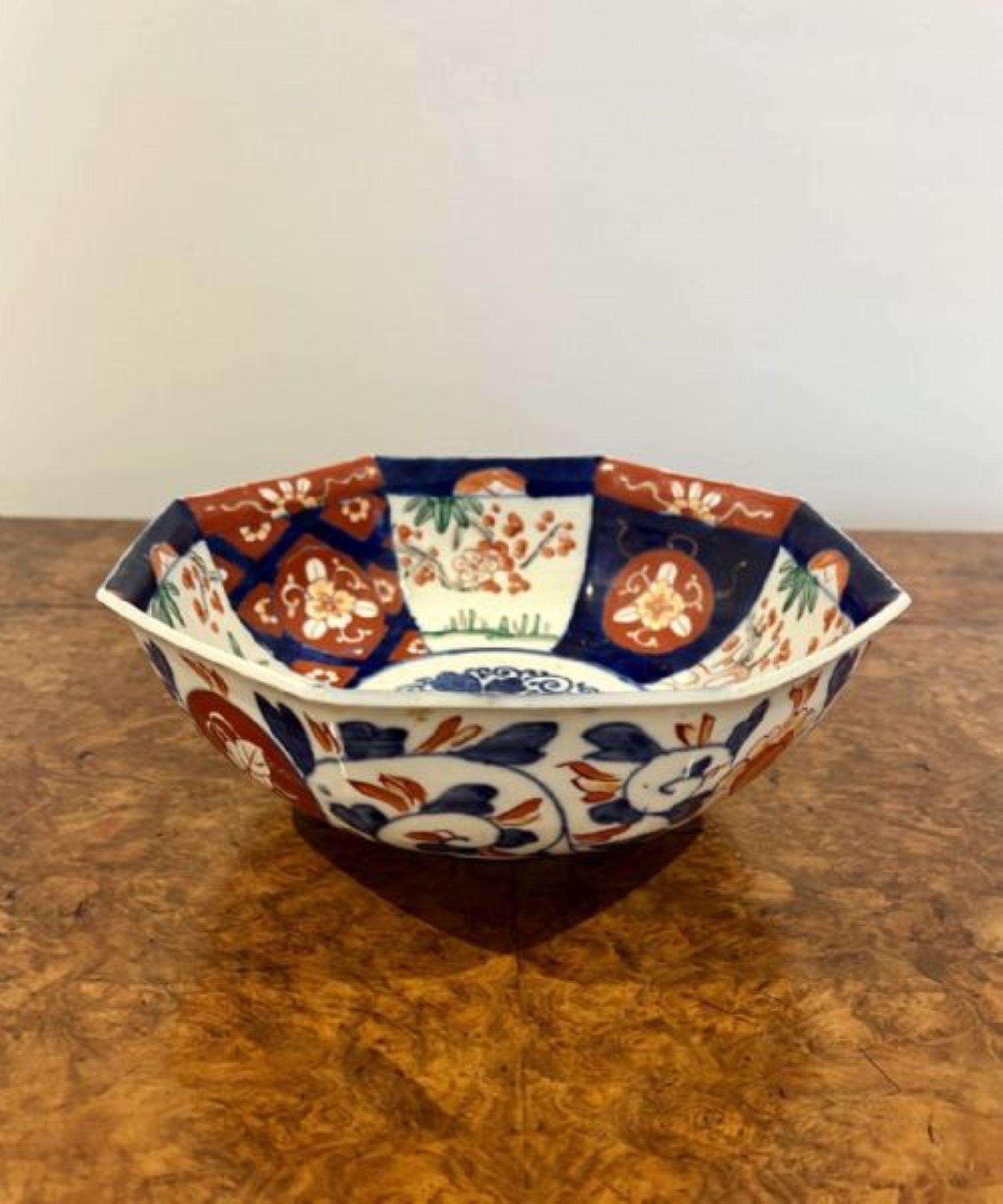 20th Century Quality antique Japanese hexagonal shaped imari bowl For Sale