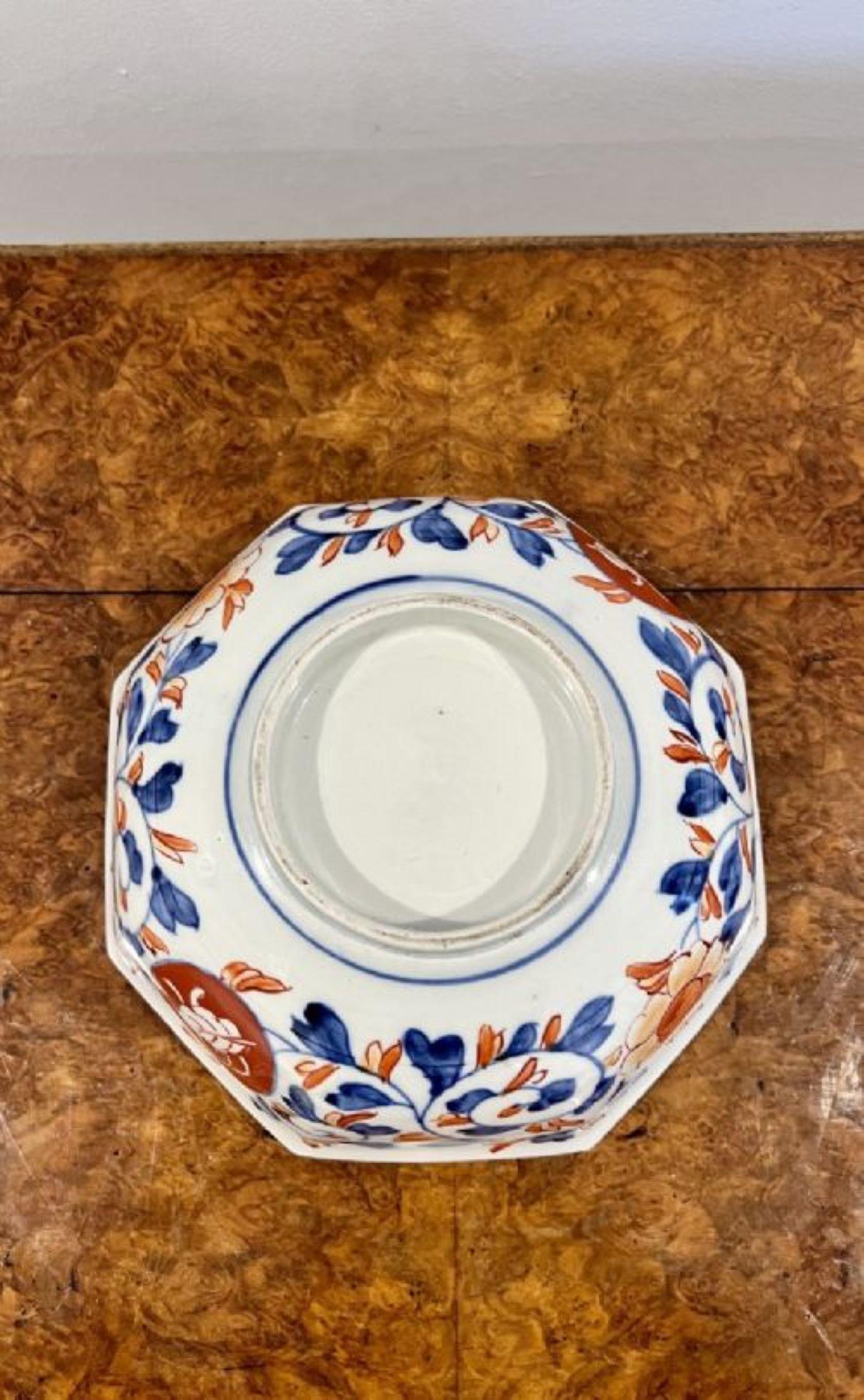 Ceramic Quality antique Japanese hexagonal shaped imari bowl For Sale