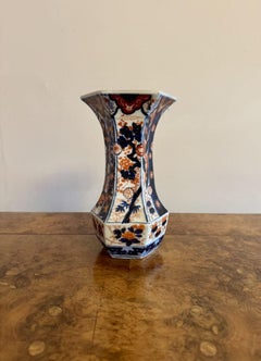 Quality antique Japanese imari hexagonal shaped vase