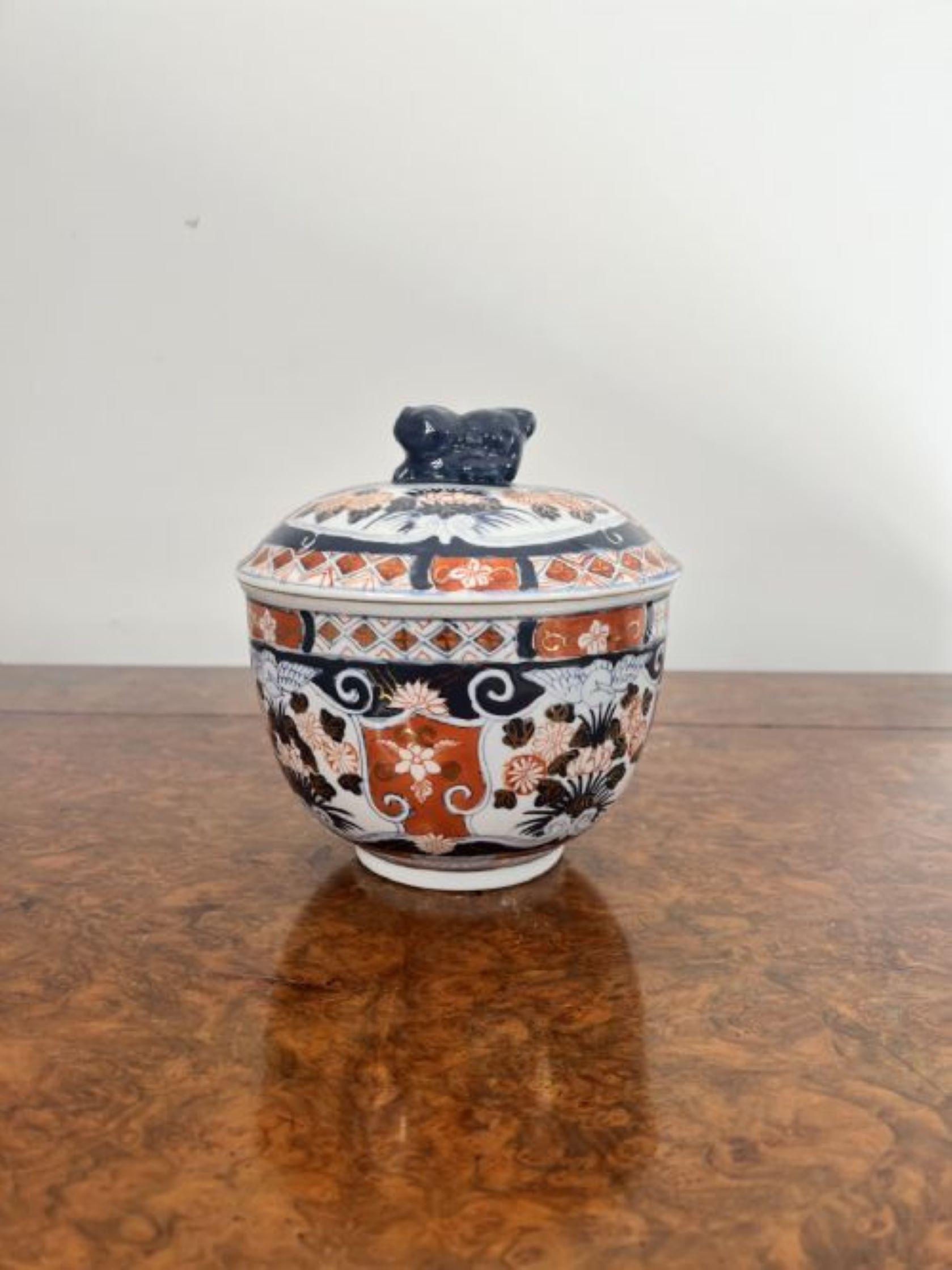 20th Century Quality antique Japanese imari lidded jar For Sale