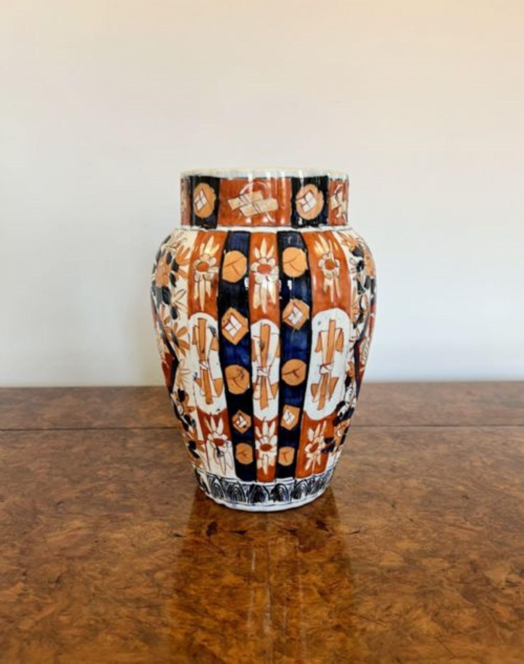 Ceramic Quality antique Japanese Imari shaped vase For Sale