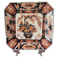 Plato de calidad antiguo japonés imari de forma cuadrada