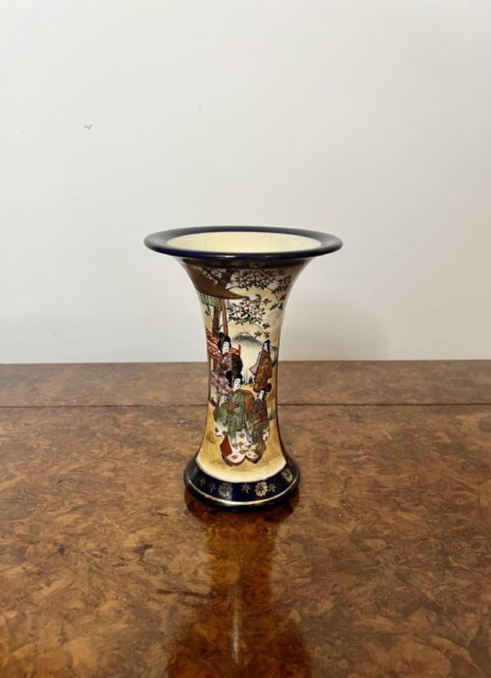 20th Century Quality antique Japanese satsuma shaped vase  For Sale