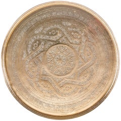 Quality Antique Large Engraved Brass Tray