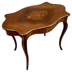Quality Antique Louis XV French Marquetry Inlaid Center Table