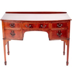 Quality Antique Mahogany Bow Front Inlaid Side / Writing Table
