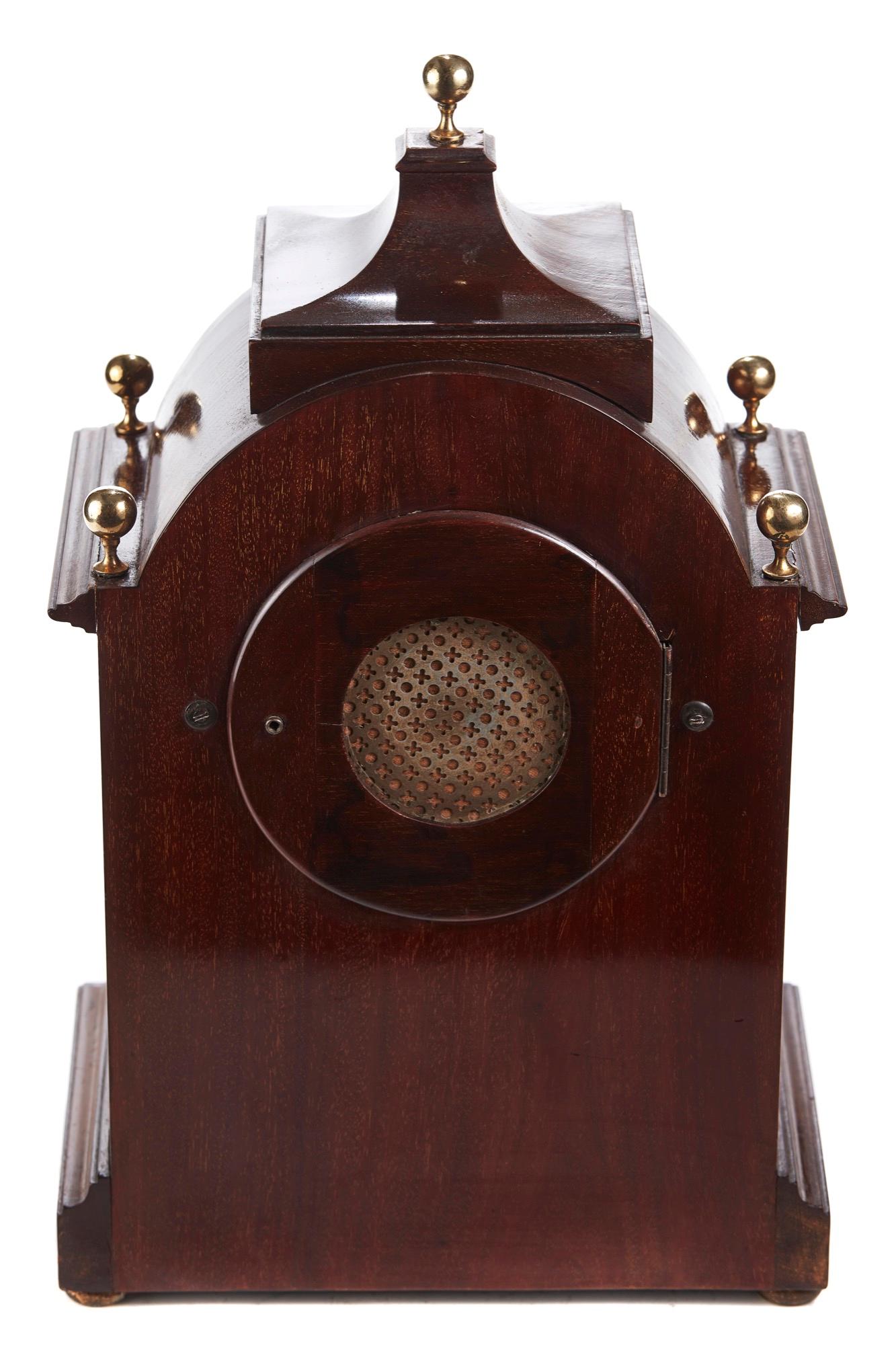 Quality Antique Mahogany Brass Inlaid 8 Day Mantle Clock im Angebot 2