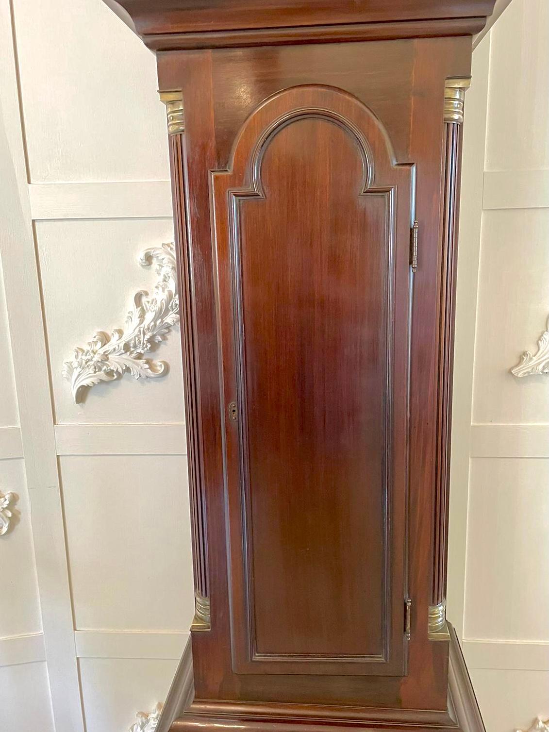 Quality Antique Mahogany Eight Day Grandfather Clock on Eight Bells For Sale 10