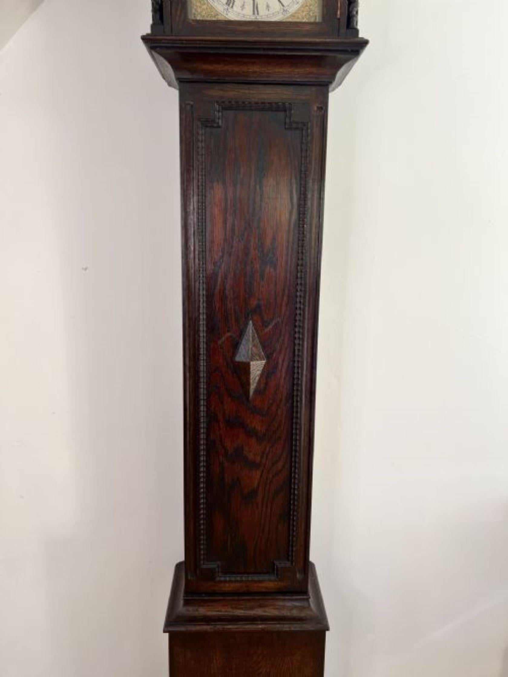 Quality Antique Oak eight Day Chiming Grandmother Clock In Good Condition In Ipswich, GB