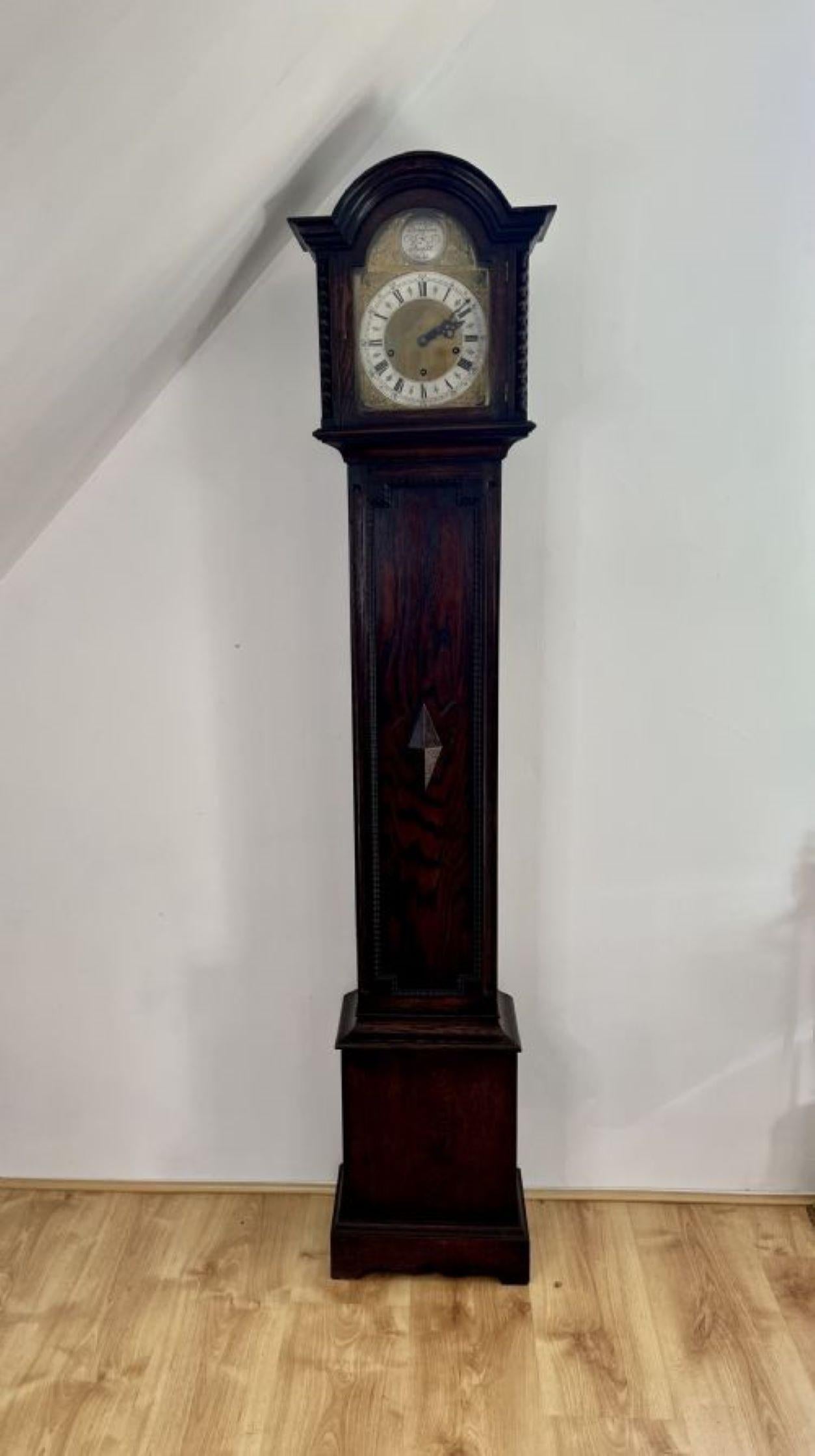 20th Century Quality Antique Oak eight Day Chiming Grandmother Clock