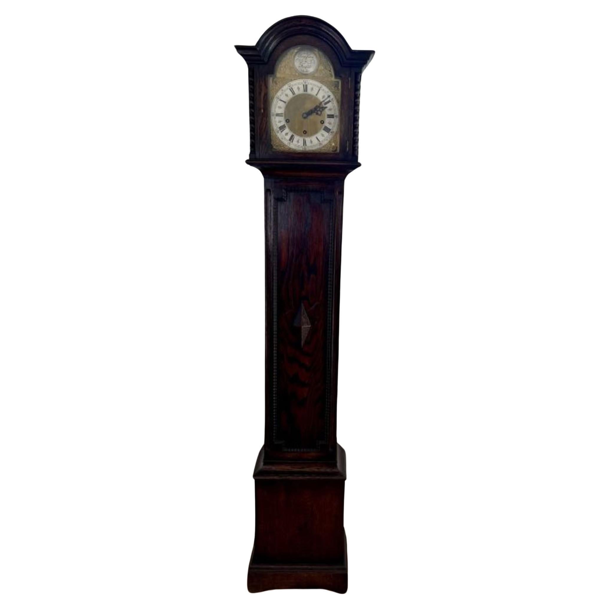 Quality Antique Oak eight Day Chiming Grandmother Clock